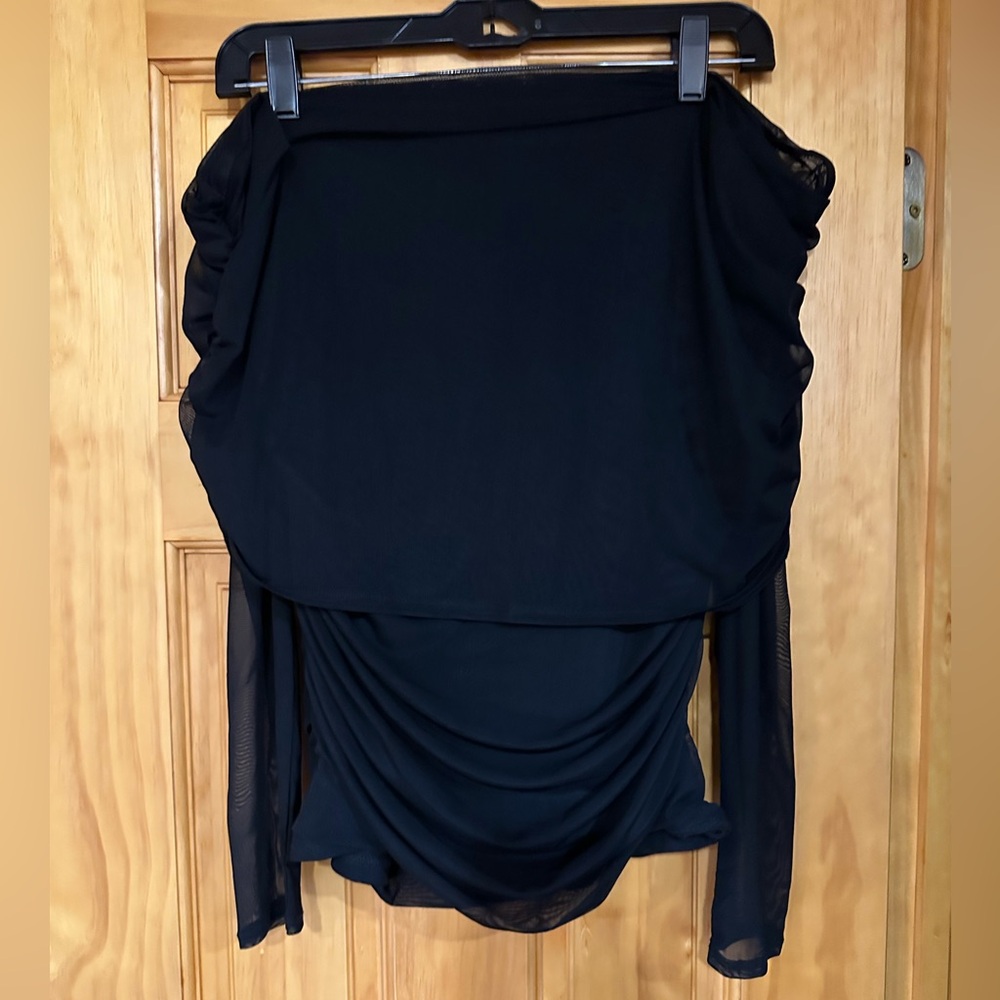 Abercrombie & Fitch Long Sleeve Off The Shoulder Mesh Top